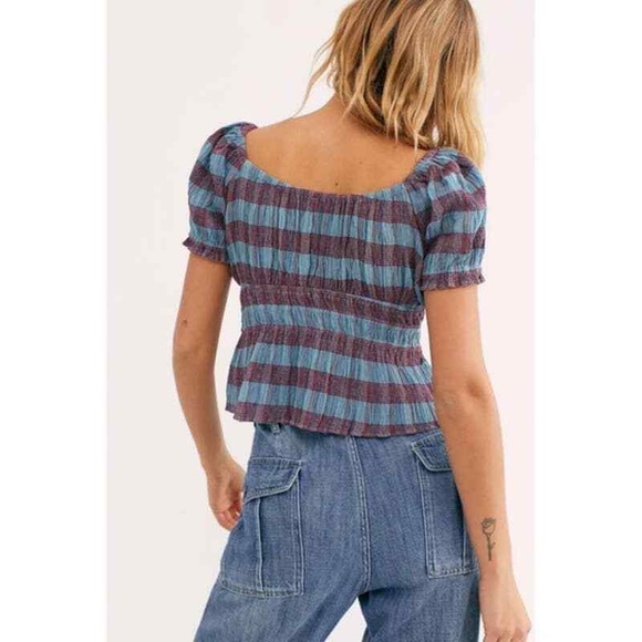 FREE PEOPLE | Vivi Smocked Stripe Top | Size Medium - Picture 2 of 9